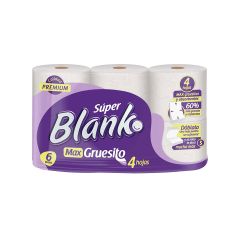 Papel Higiénico Súper Blanko Max Gruesito Cuatro Hojas x 6 Unidades