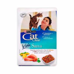 Alimento Para Gato Cat Chow Vida Sana Sabor A Salmón Y Pollo x 450gr