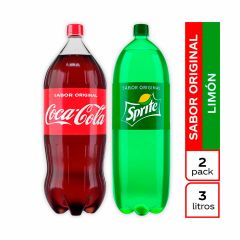 Bebida Gaseosa Coca Cola Sabor Original Pet x 3000ml + Sprite Pet x 3000ml