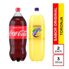 Bebida Gaseosa Coca Cola Sabor Original Pet x 3000ml + Quatro Toronja Pet x 3000ml