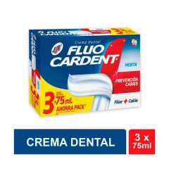 Crema Dental Fluocardent Prevención Caries Menta x 75ml x 3 Unidades