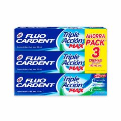 Crema Dental Fluocardent Triple Acción Max Sabor A Menta x 150ml x 3 Unidades