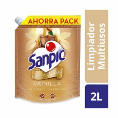 Limpiador Líquido Multiusos Sanpic Aroma Vainilla Doypack x 2000ml Ahorra Pack