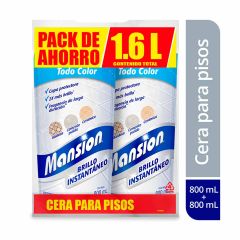 Cera Para Pisos Mansión Brillo Instantáneo Todo Color Doypack x 800ml x 2 Unidades