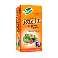 Aromáticas Jaibel Panela Sabores Surtidos Durazno, Maracuyá, Limón, Frutos Rojos Y Yerbabuena x 150G x 25 Sobres
