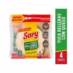Arepas De Yuca Rellenas Con Queso Sary Sin Gluten x 350gr x 4 Unidades