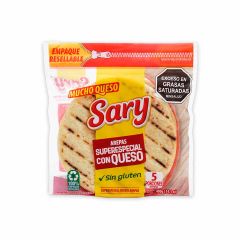 Arepas De Maíz Blanco Súper Especial Con Queso Sary Sin Gluten x 400gr x 5 Unidades