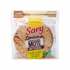 Arepas De Maíz Mote Integral Sary Consciente Sin Gluten x 450gr x 5 Unidades