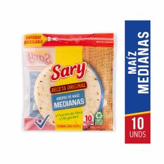 Arepas De Maíz Blanco Medianas Sary Sin Gluten x 700gr x 10 Unidades