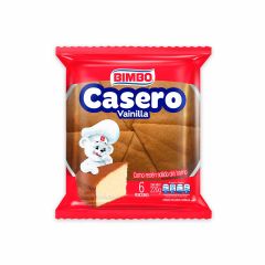 Ponqué Bimbo Casero Sabor A Vainilla x 220gr x 6 Porciones