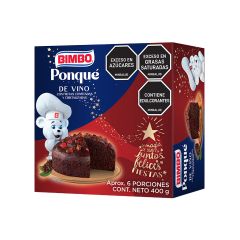 Ponqué Bimbo Sabor A Vino Con Frutas Confitadas Y Cristalizadas X 400gr X 6 Porciones Edición Navidad