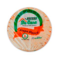 Arepas De Maíz Blanco De Casa Tipo Tela x 500gr x 5 Unidades