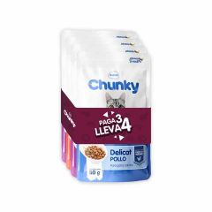 Alimento Húmedo Para Gato Chunky Delicat Surtidos x 100gr x 4 Unidades Pague 3 Lleve 4