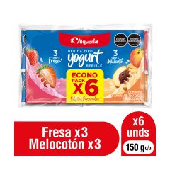 Alimento Lácteo Alquería Fortikids Sabor A Fresa Y Melocotón x 150gr x 6 Unidades