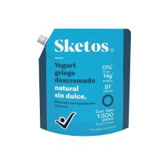 Yogurt Griego Sketos Descremado Sabor Natural Sin Dulce Doypack X 1300gr