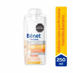 Bebida Líquida Proteína Bénet Active Sabor A Vainilla Y Banano Tetra x 250ml
