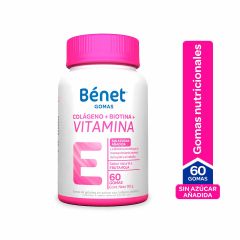 Gomas Benet Colágeno + Biotina + Vitamina E Sin Azúcar x 150gr x 60 Unidades