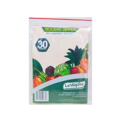 Bolsa Plástica Reutilizable Zipper La Vaquita Tipo Sándwich 15x17cm X 30 Unidades