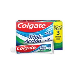 Crema Dental Colgate Triple Acción Menta Original x 75ml x 3 Unidades Econopack