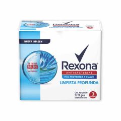 Jabón En Barra Rexona Antibacterial Limpieza Profunda x 110gr x 3 Unidades