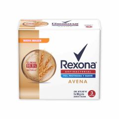 Jabón En Barra Rexona Antibacterial Avena x 110gr x 3 Unidades