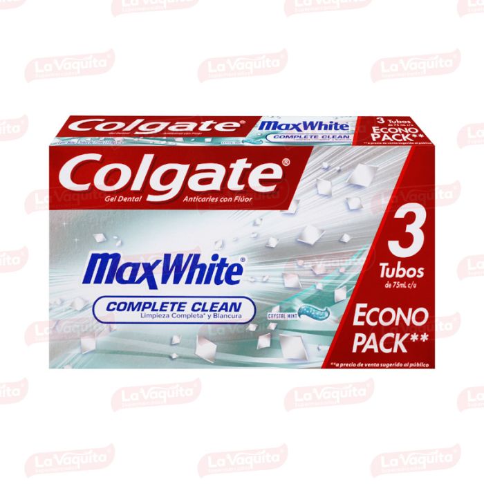 La Vaquita - Crema Dental Colgate Max White Complete Clean Crystal Mint x  130ml