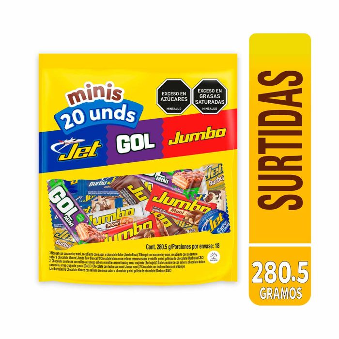 Chocolatina Jet, Gol Y Jumbo Surtidas x 280.5gr x 20 Unidades La Vaquita