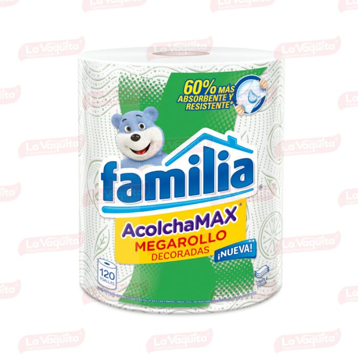 Combo Toallas Cocina Familia AcolchaMAX Megarollo Decoradas x 240 Hojas  (120 hojas c/u): 7202041 Cuidate en familia