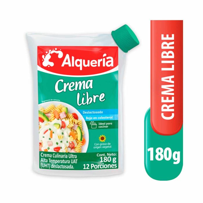 La Vaquita Crema De Leche Alquería Deslactosada Uht Libre Doypack x 180gr