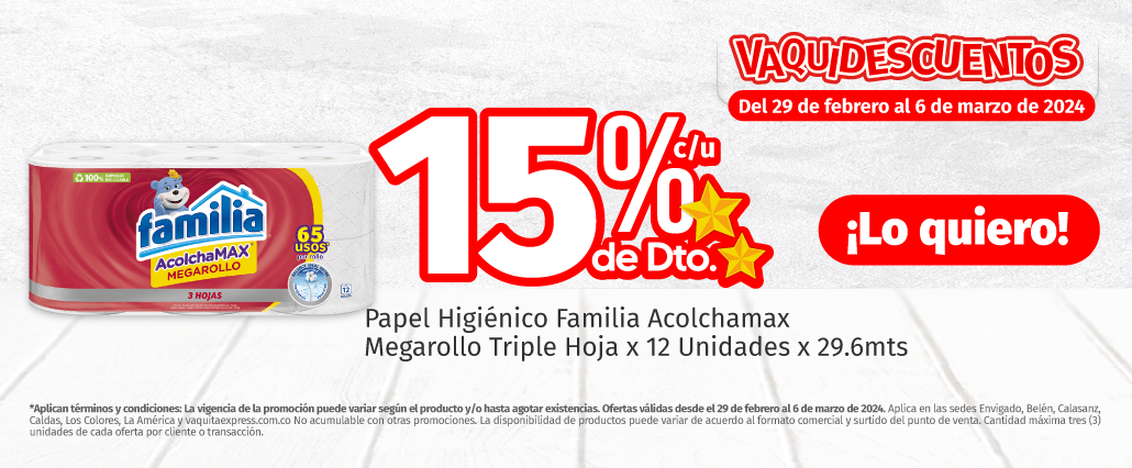La Vaquita - Papel Higiénico Familia Acolchamax Megarollo Triple Hoja x  Unidad x 29.6mts