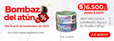 Bombazo del atún, disfruta hasta el 18 de noviembre de 2025, de un precio especial en Atún Van Camps