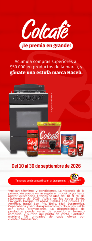Colcafé te premia en grande, acumula compras superiores a $50.00 en productos de la marca, y gánate una estufa marca Haceb